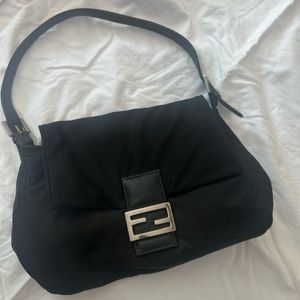 fendi baguette neoprene black bag purse